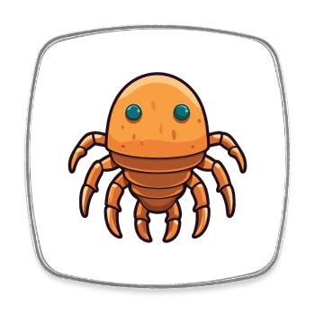 Sea Louse Cartoon Kawaii Aquarelle Illustration - Magnet carré - blanc - Devant