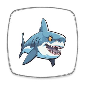 Shark Cartoon Kawaii Watercolor Illustration - Square fridge magnet - white - Front