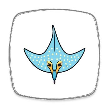 Spotted Eagle Ray Cartoon Kawaii Illustration - Square fridge magnet - white - Front