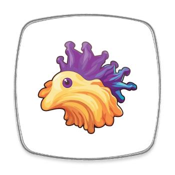 Sea Slug Cartoon Kawaii Watercolor Illustration - Square fridge magnet - white - Front