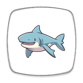 Sixgill Shark Cartoon Kawaii Colorful Illustration - Square fridge magnet - white - Front