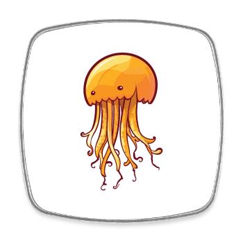 Ortie de mer Cartoon Kawaii Aquarelle Illustration - Magnet carré - blanc - Devant