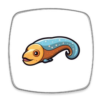 Lamproie marine Cartoon Kawaii Aquarelle Illustration - Magnet carré - blanc - Devant
