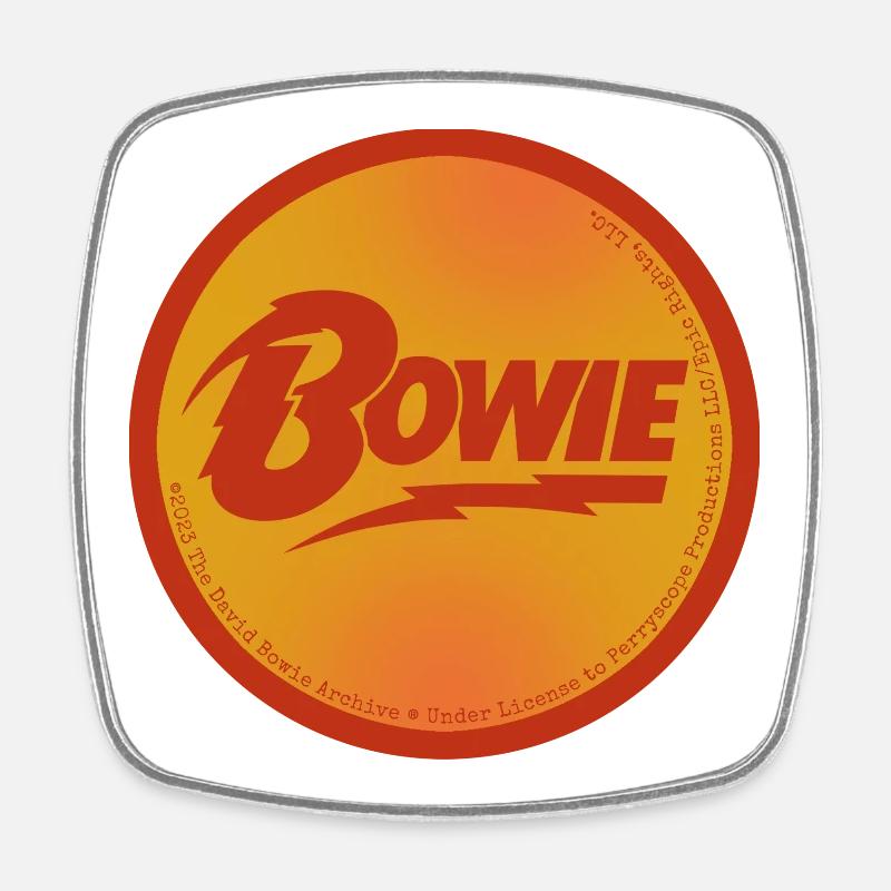 David Bowie Écriture Rouge Avec Flash - Magnet carré - blanc