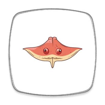 Stachelrochen-Karikatur-Kawaii-Aquarell-Illustration - Viereckiger Kühlschrankmagnet - Weiß - Vorne