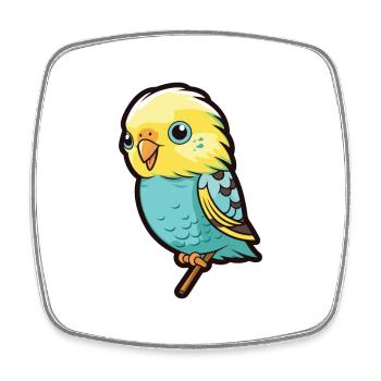 Budgerigar Cartoon Kawaii Watercolor Illustration - Square fridge magnet - white - Front