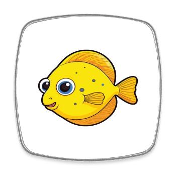 Gelbe Tang-Karikatur-Kawaii-Aquarellillustration - Viereckiger Kühlschrankmagnet - Weiß - Vorne