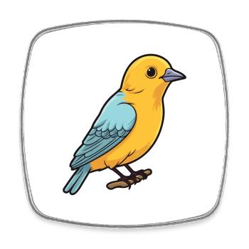 Bowerbird Cartoon Kawaii Aquarelle Illustration - Magnet carré - blanc - Devant