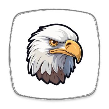Bald Eagle Cartoon Kawaii Aquarelle Illustration - Magnet carré - blanc - Devant