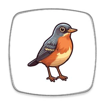 Amerikanische Robin-Karikatur-Kawaii-Illustration - Viereckiger Kühlschrankmagnet - Weiß - Vorne