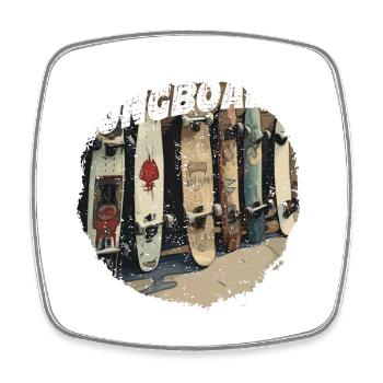 Longboard Skating Skateboard - Square fridge magnet - white - Front