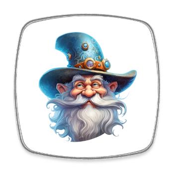 Magicien drôle avec une chemise de RPG fantastique barbe - Magnet carré - blanc - Devant
