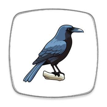 Crow Cartoon Kawaii Aquarelle Illustration - Magnet carré - blanc - Devant