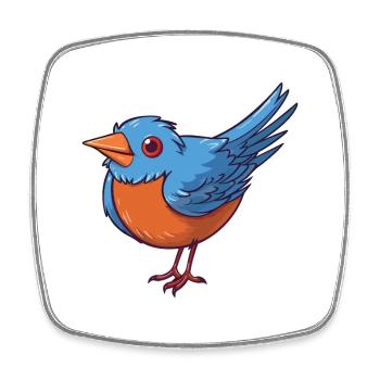 Bunte Vogelkarikatur Kawaii Bunte Illustration - Viereckiger Kühlschrankmagnet - Weiß - Vorne