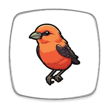 Crossbill Cartoon Kawaii Aquarelle Illustration - Magnet carré - blanc - Devant