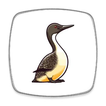Common Loon Cartoon Kawaii Watercolor Illustration - Square fridge magnet - white - Front