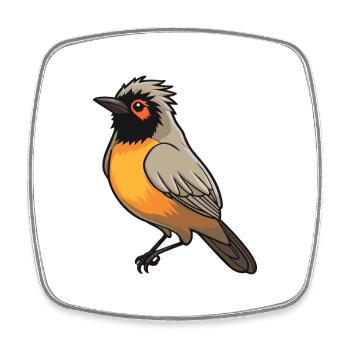 Bulbul Cartoon Kawaii Aquarelle Illustration - Magnet carré - blanc - Devant