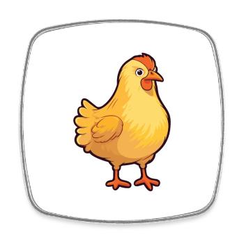 Huhn-Karikatur-Kawaii-Aquarellillustration - Viereckiger Kühlschrankmagnet - Weiß - Vorne