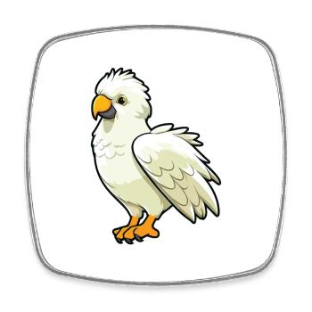 Cockatoo Cartoon Kawaii Watercolor Illustration - Square fridge magnet - white - Front