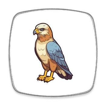 Bussard-Karikatur-Kawaii-Aquarellillustration - Viereckiger Kühlschrankmagnet - Weiß - Vorne