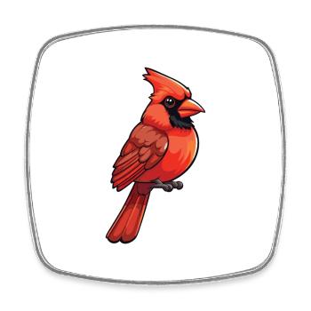 Cardinal Cartoon Kawaii Aquarelle Illustration - Magnet carré - blanc - Devant