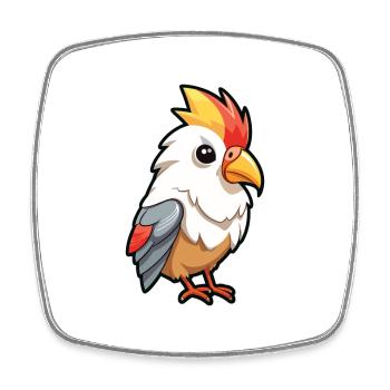 Cockatiel Cartoon Kawaii Aquarelle Illustration - Magnet carré - blanc - Devant