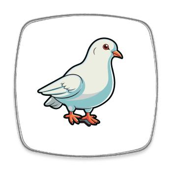 Dove Cartoon Kawaii Aquarelle Illustration - Magnet carré - blanc - Devant