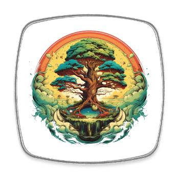Lebensbaum Fluss Regenbogen Nature Shirt - Viereckiger Kühlschrankmagnet - Weiß - Vorne