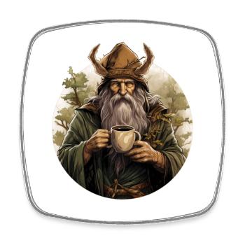 Druide Mit Kaffee Fantasy RPG Shirt - Viereckiger Kühlschrankmagnet - Weiß - Vorne