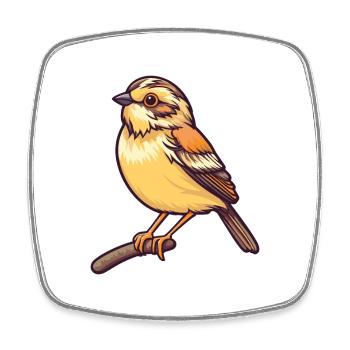 Emberiza-Vogel-Karikatur Kawaii Bunte Illustration - Viereckiger Kühlschrankmagnet - Weiß - Vorne