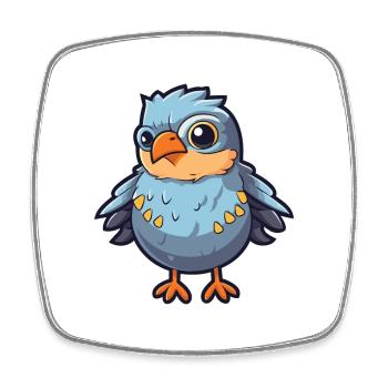 Cuckoo Cartoon Kawaii Watercolor Illustration - Square fridge magnet - white - Front
