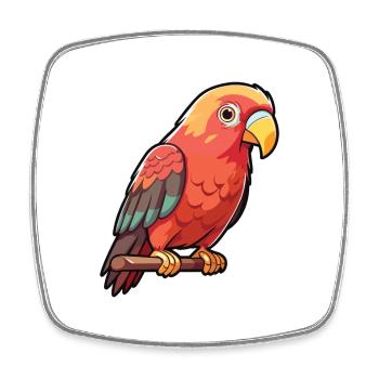 Dusky Lory Cartoon Kawaii Aquarelle Illustration - Magnet carré - blanc - Devant