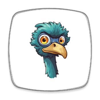 Emu Cartoon Kawaii Watercolor Illustration - Square fridge magnet - white - Front