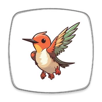 Hummingbird Cartoon Kawaii Aquarelle Illustration - Magnet carré - blanc - Devant