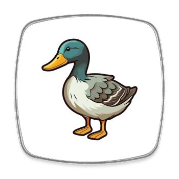 Mallard Cartoon Kawaii Aquarelle Illustration - Magnet carré - blanc - Devant