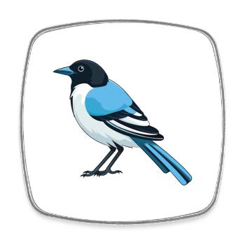 Magpie Cartoon Kawaii Aquarelle Illustration - Magnet carré - blanc - Devant