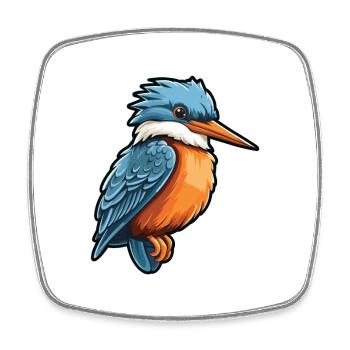 Eisvogel-Karikatur-Kawaii-Aquarell-Illustration - Viereckiger Kühlschrankmagnet - Weiß - Vorne