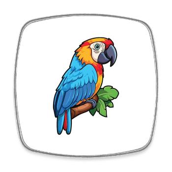 Macaw parrot Cartoon Kawaii Colorful Illustration - Square fridge magnet - white - Front