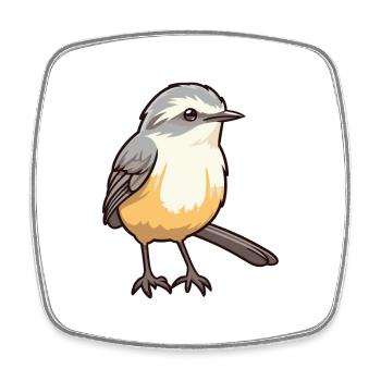 Spottdrossel-Karikatur-Kawaii-Aquarellillustration - Viereckiger Kühlschrankmagnet - Weiß - Vorne