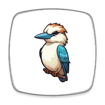 Kookaburra Cartoon Kawaii Aquarelle Illustration - Magnet carré - blanc - Devant