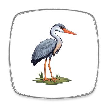 Reiher-Karikatur-Kawaii-Aquarell-Illustration - Viereckiger Kühlschrankmagnet - Weiß - Vorne