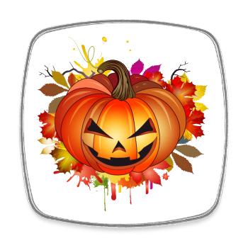 Halloween pumpkin with autumnal graffiti - Square fridge magnet - white - Front