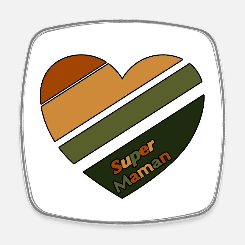 Cœur Créatif Super Maman - Magnet carré - blanc