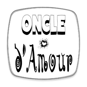 Oncle Amour Cœur Tonton - Magnet carré - blanc - Devant