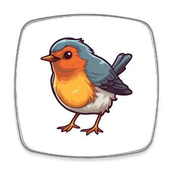 Robin Cartoon Kawaii Aquarell Illustration - Viereckiger Kühlschrankmagnet - Weiß - Vorne
