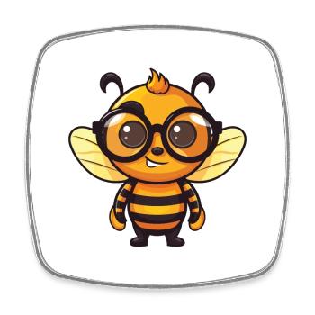 Biene trägt Brille Karikatur Kawaii Illustration - Viereckiger Kühlschrankmagnet - Weiß - Vorne