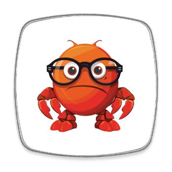 Craw trägt Brille Cartoon Kawaii Illustration - Viereckiger Kühlschrankmagnet - Weiß - Vorne