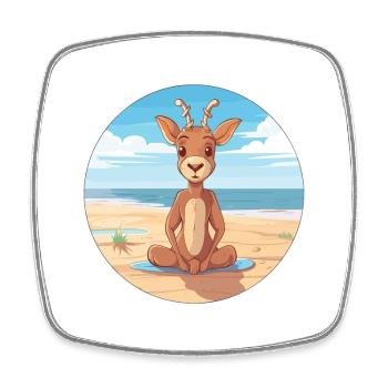 Antilopenkarikatur Yoga Strand Sommer Illustration - Viereckiger Kühlschrankmagnet - Weiß - Vorne
