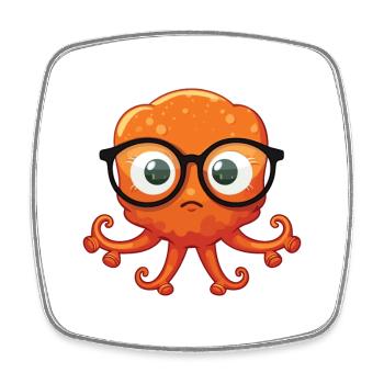 Oktopus mit Brille Cartoon Kawaii Illustration - Viereckiger Kühlschrankmagnet - Weiß - Vorne