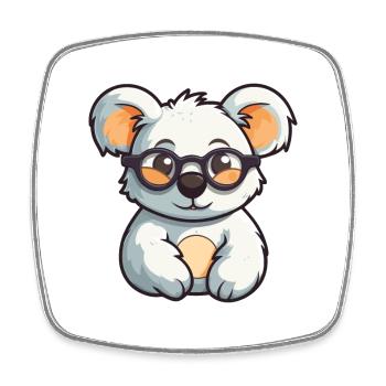 Koala portant des lunettes Cartoon Kawaii Illustration - Magnet carré - blanc - Devant